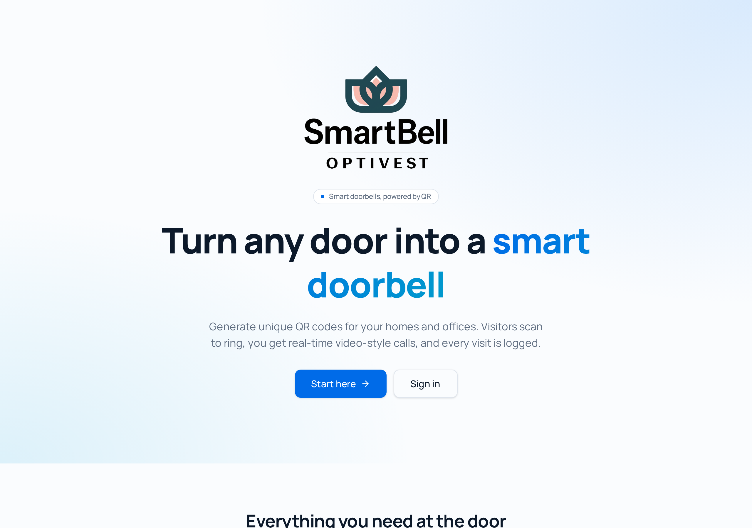 SmartBell home screen